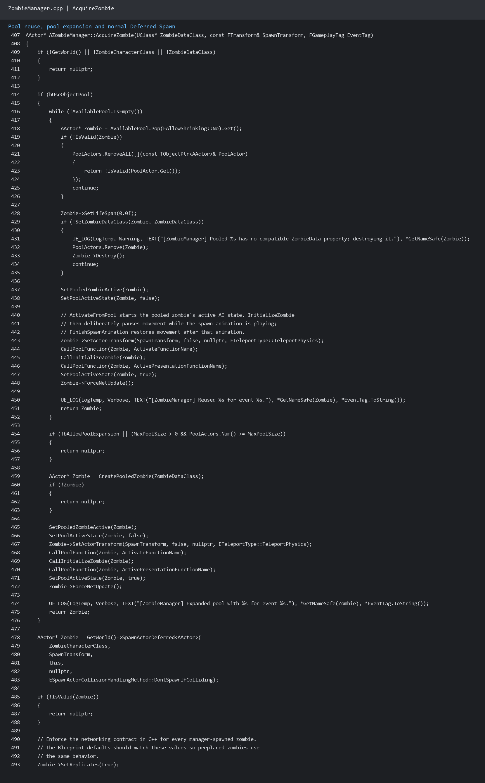 AcquireZombie 关键 C++ 代码